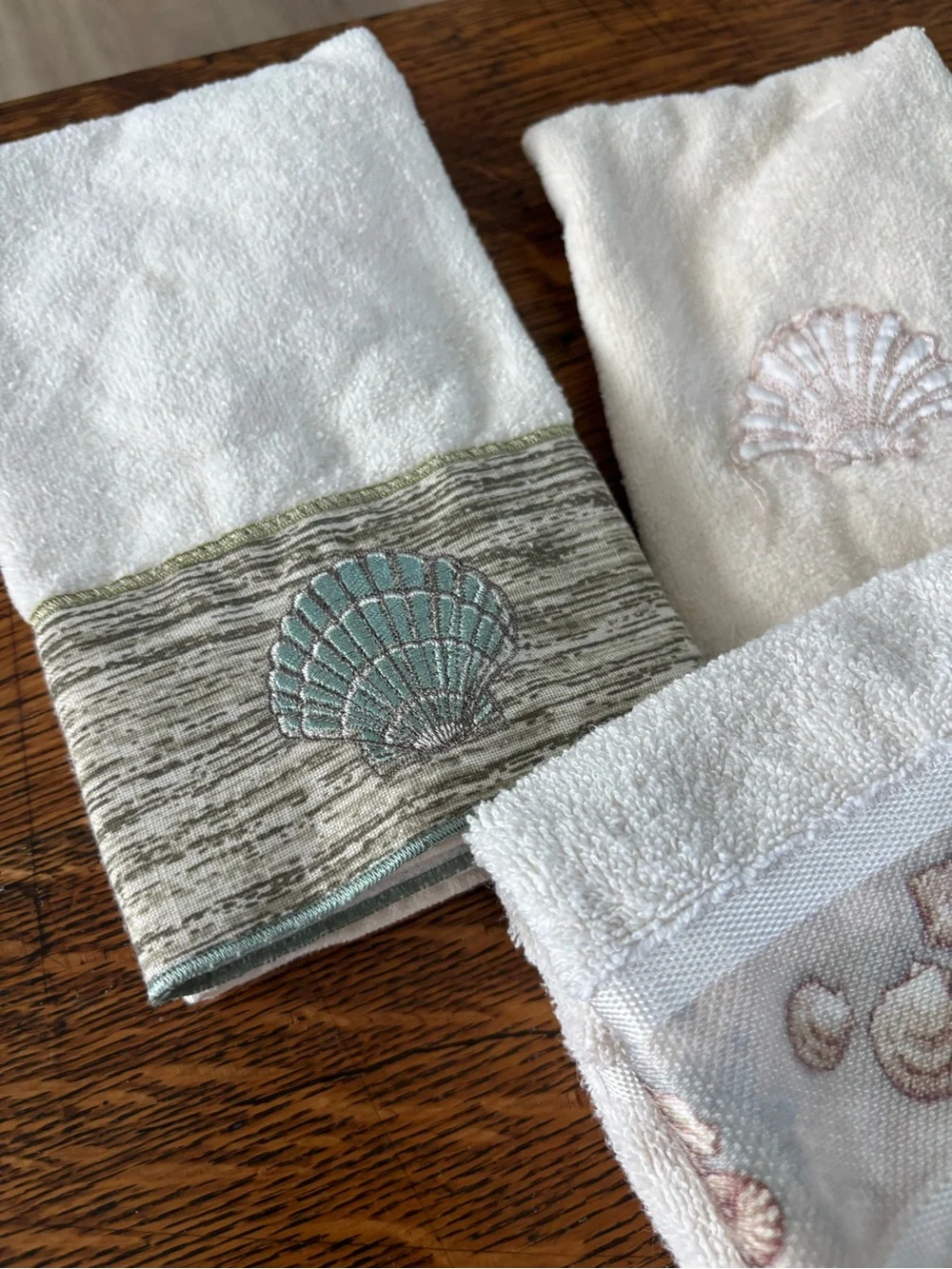 Quiet Luxury Coastal New England Beachy  Embroidered Hand Towels - Set of 3